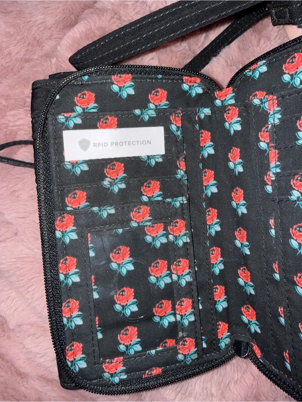 Vera Bradley Black Quilted Crossbody Wallet